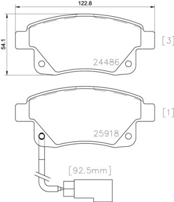 Brake pads set rear , fits: FORD TRANSIT, TRANSIT TOURNEO 2.2D/2.4D/3.2D 04.06-12.14