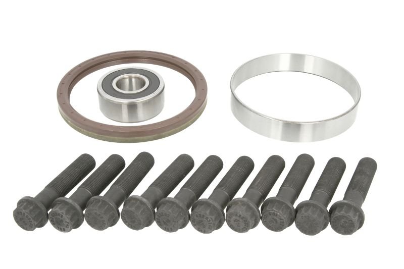 Flywheel screw set (M16x1,5mm; length86mm, bearing with ring and oil seal) fits: MERCEDES AXOR, AXOR 2, CAPACITY, CITARO 2, CITARO (O 530), CONECTO (O 345), INTEGRO (O 550), INTOURO, O 403 12.88-