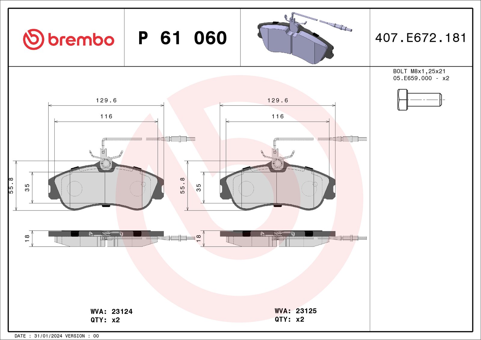 Brake pads set front , fits: CITROEN BERLINGO, BERLINGO/MINIVAN, XSARA, XSARA/HATCHBACK, XSARA/KOMBI; PEUGEOT 306, PARTNER, PARTNER ORIGIN, PARTNER ORIGIN/MINIVAN 1.1-Electric 05.93-12.15 - Image 3
